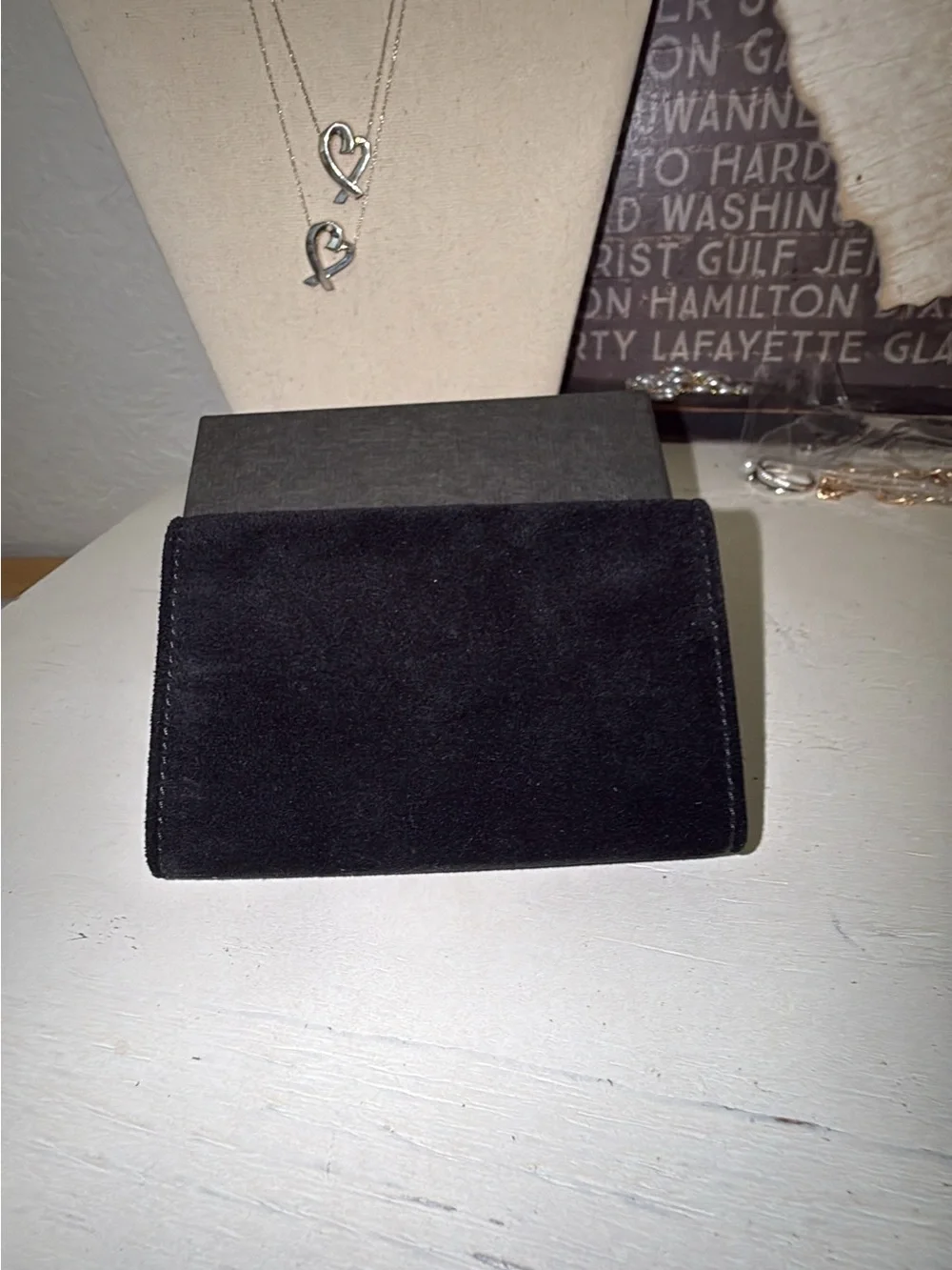 Vintage GUCCI black suede Key holder in box authenticity certification